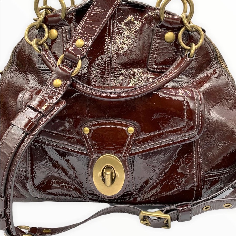$3️⃣5️⃣0️⃣COACH  Francine Maroon/Burgundy Patent Leather Satchel